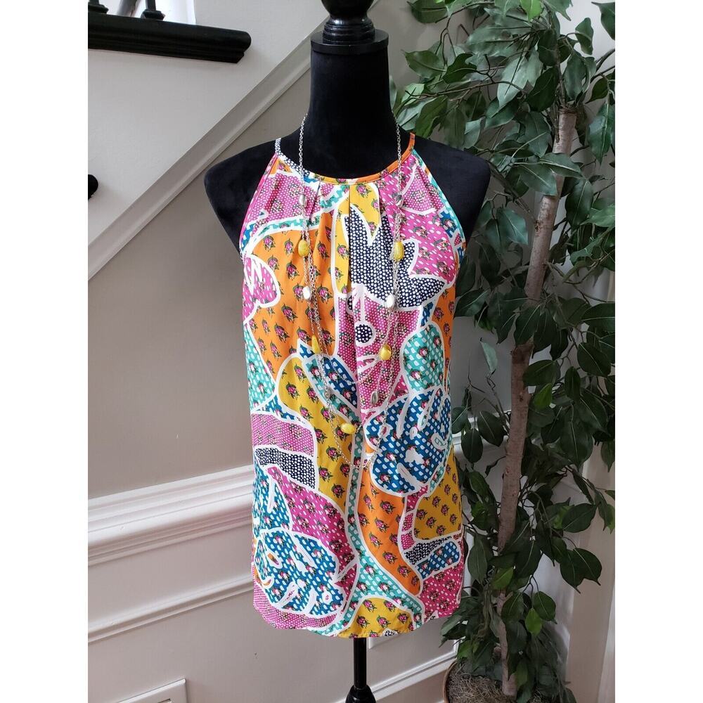 Violet Claire Women's Multicolor Polyester Round Neck Sleeveless Top‎ Blouse XL